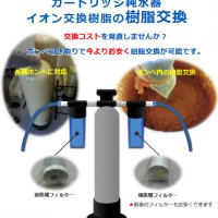 カートリッジ純水器　イオン交換樹脂の樹脂交換